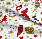 Digitally Printed Christmas Fabric with Christmas Tree Ornaments Pattern